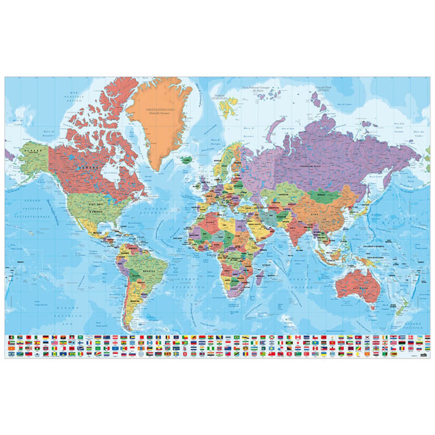 Poster Map World - Physical Politic - Italien - 91,5x61cm