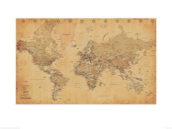 Affiche Art World Map Vintage - Anglais - 60x80cm
