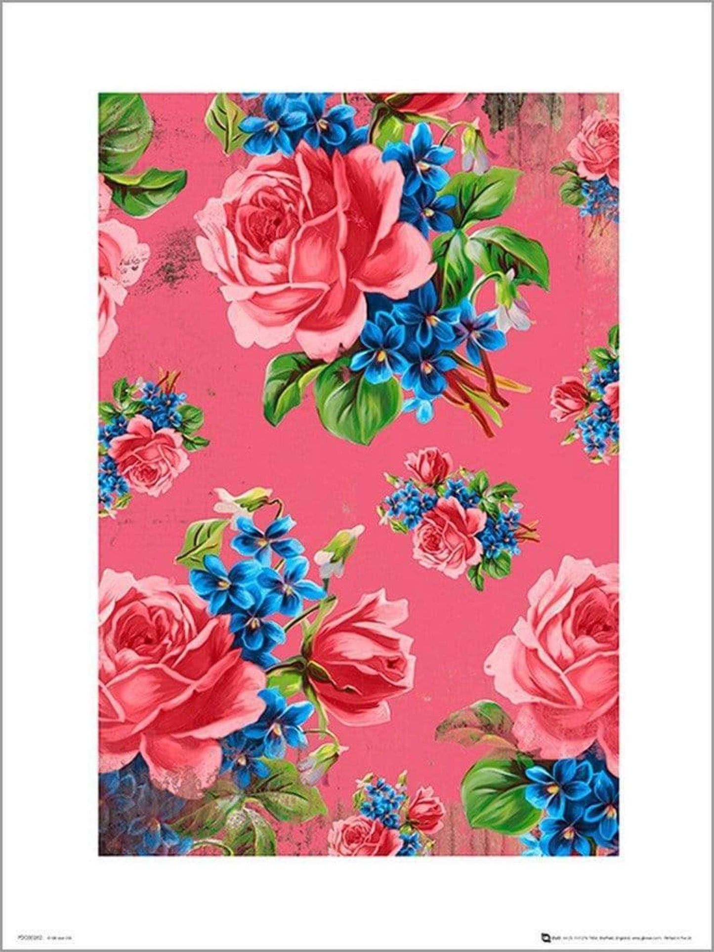 Affiche Art Vintage Flowers Pink 50x70cm