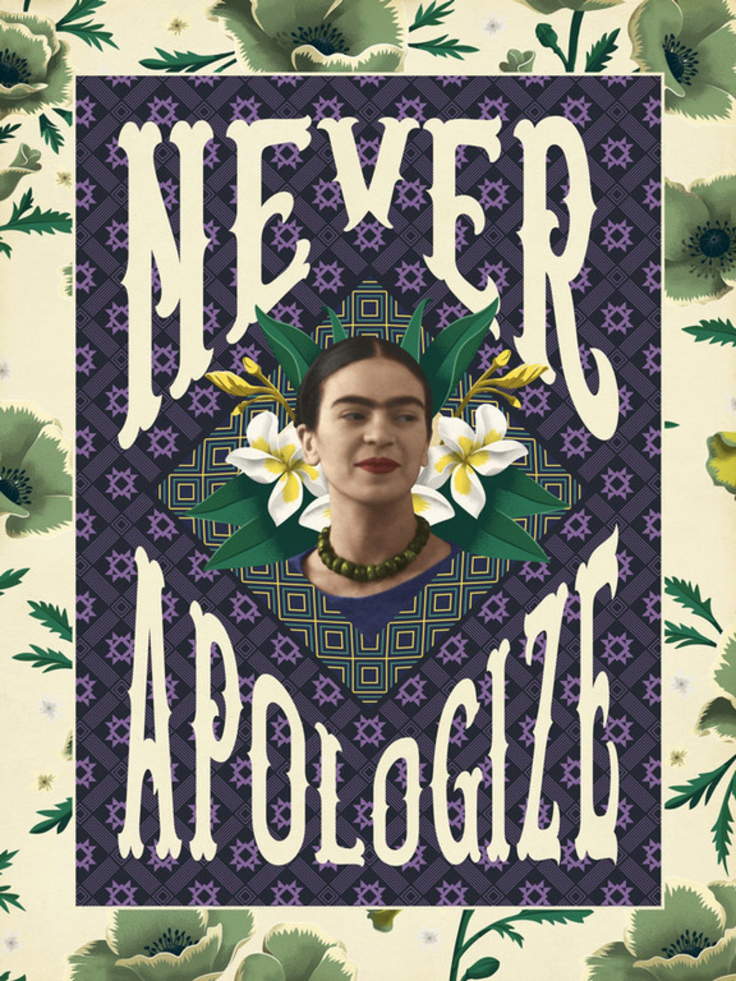 Affiche Art Frida Kahlo - Never Apologize 30x40cm