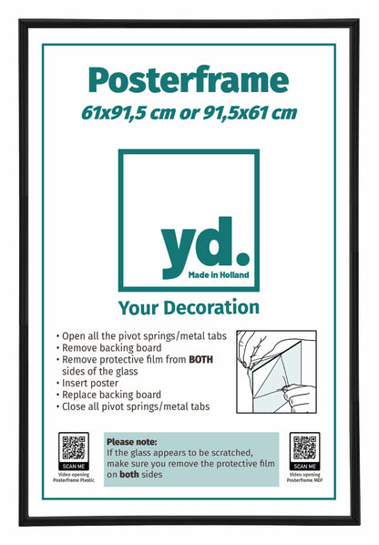 Cadre d'affiche 61x91,5cm Noir Mat Plastique Paris