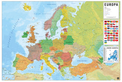 Poster Map of Europe - Physical Politic - Espagnol - 91,5x61cm