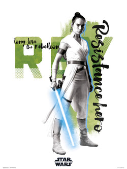 Affiche Art Star Wars - Episode IX Rey Resistance Hero 30x40cm
