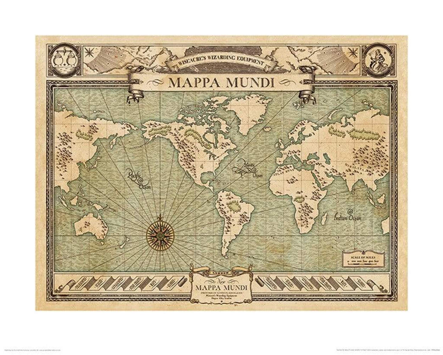 Affiche Art Fantastic Beasts - Mappa Mundi 50x40cm