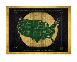 Affiche Art Fantastic Beasts - Hex indicator map 40x50cm