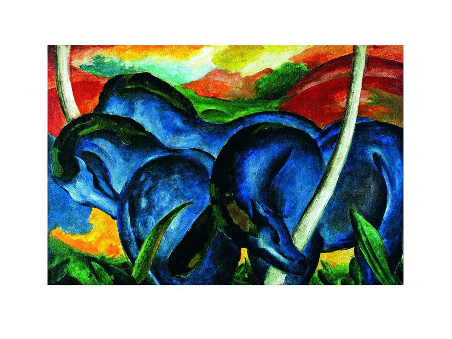 Affiche Art Franz Marc - Die großen blauen Pferde 71x56cm