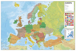 Poster Map of Europe - Physical Politic - Italien - 91,5x61cm