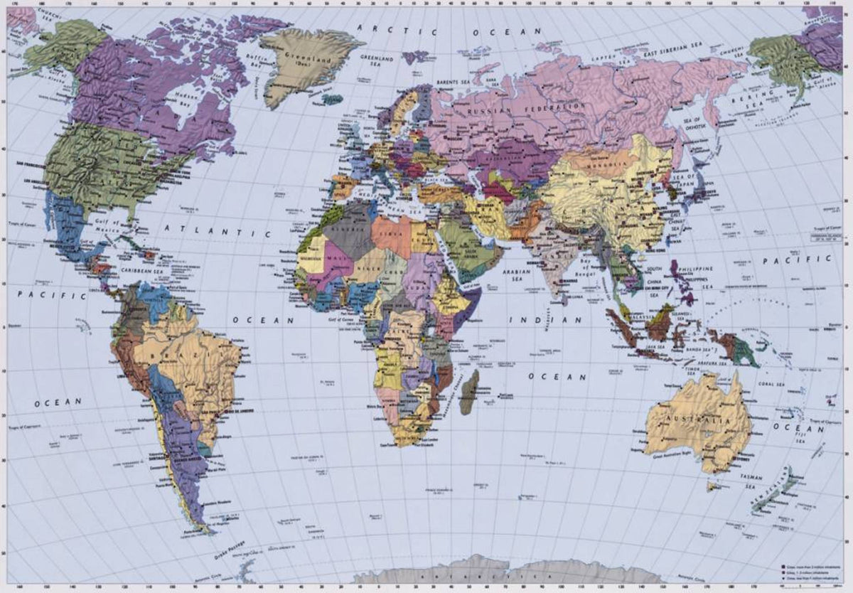 Papier Peint - World Map 270x188cm - Papier