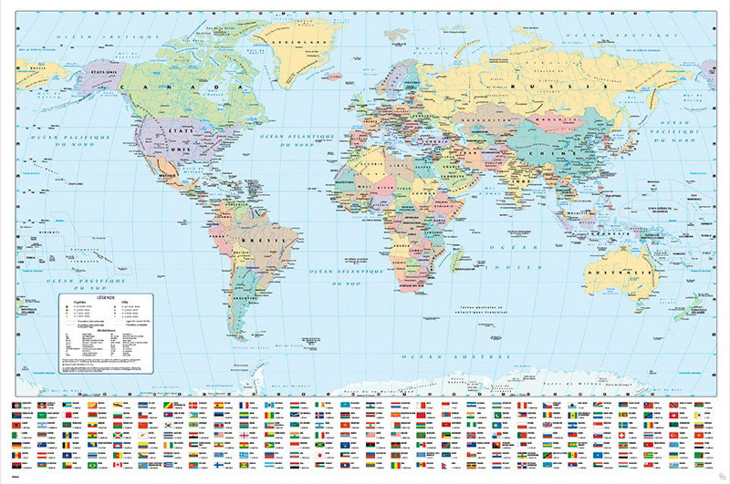 Poster Harper Collins - World Map 21 - Français - 91,5x61cm