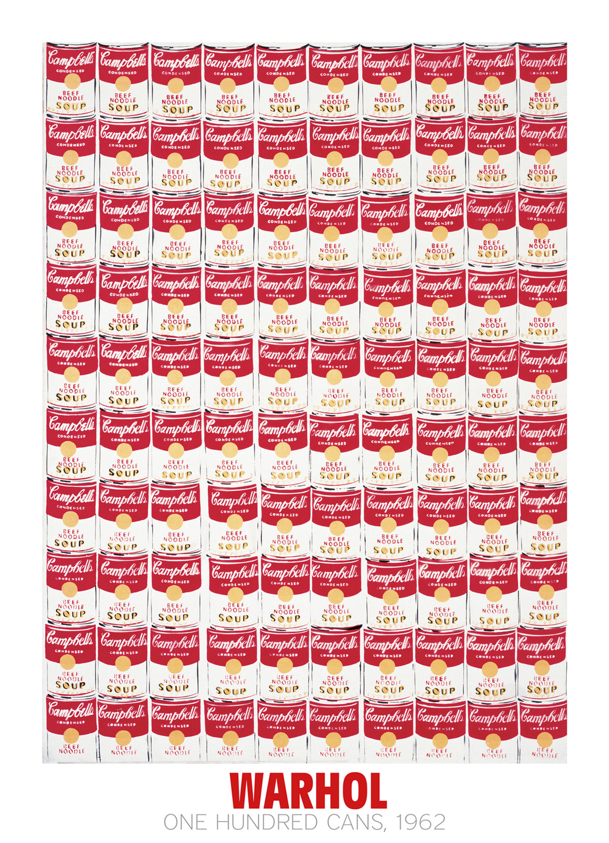 Affiche Art Andy Warhol - One Hundred Cans 1962 65x90cm