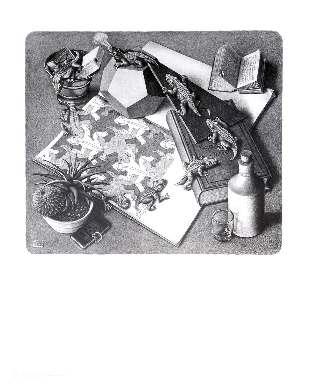 Affiche Art M. C. Escher - Reptilien 55x65cm