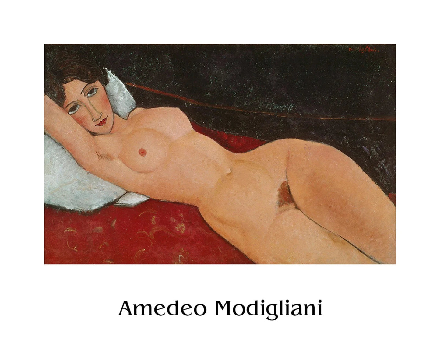 Affiche Art Amedeo Modigliani Liegender Frauenakt auf weißem Kissen 50x40cm