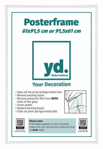 Cadre d'affiche 61x91,5cm Blanc Brillant Plastique Paris