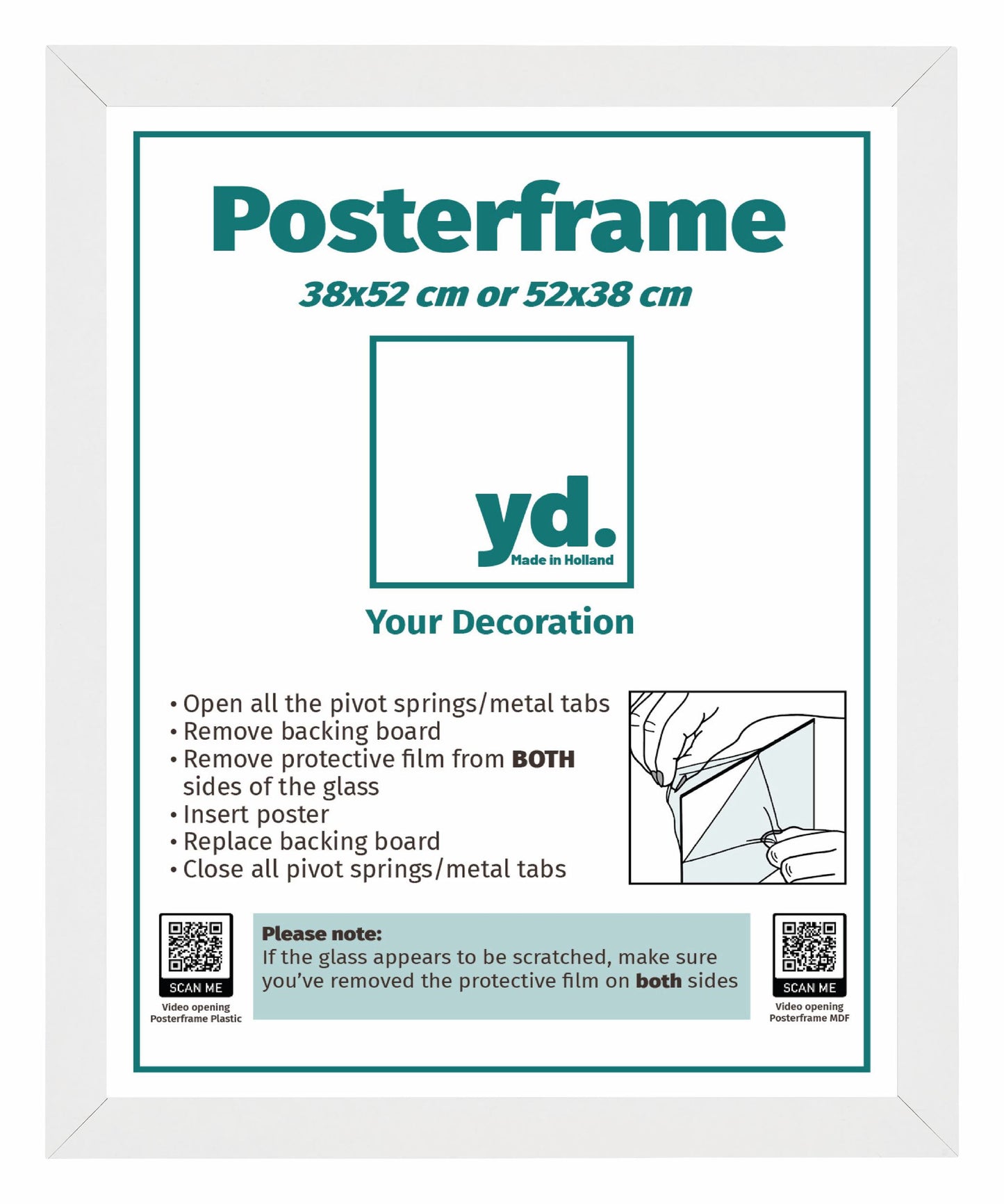 Cadre d'affiche 38x52cm Blanc Mat MDF Parma