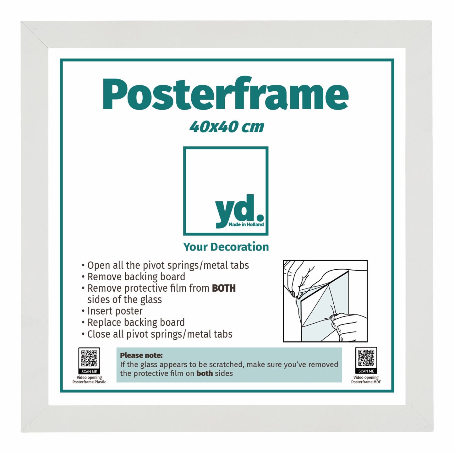 Cadre d'affiche 40x40cm Blanc Mat MDF Parma