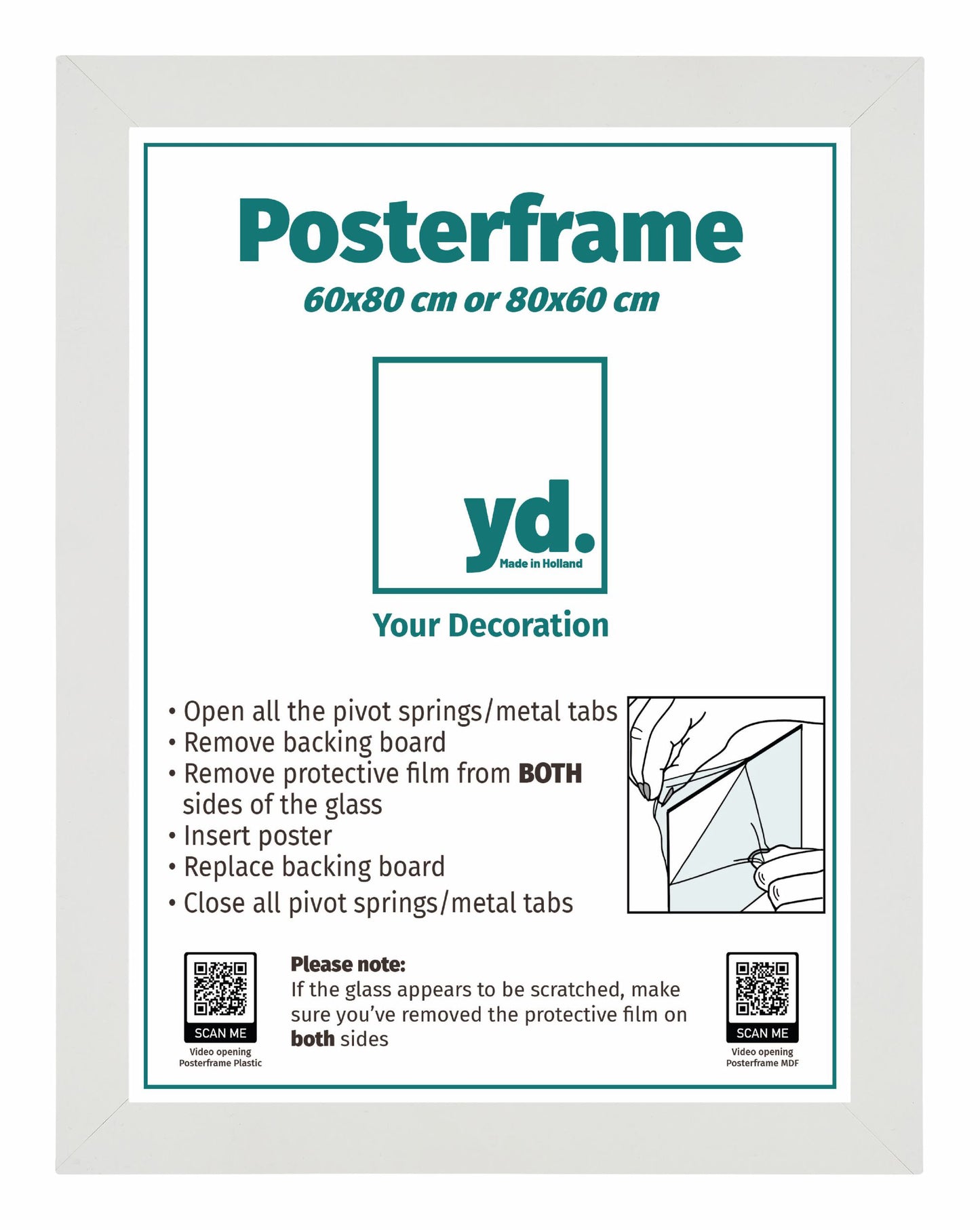 Cadre d'affiche 60x80cm Blanc Mat MDF Parma