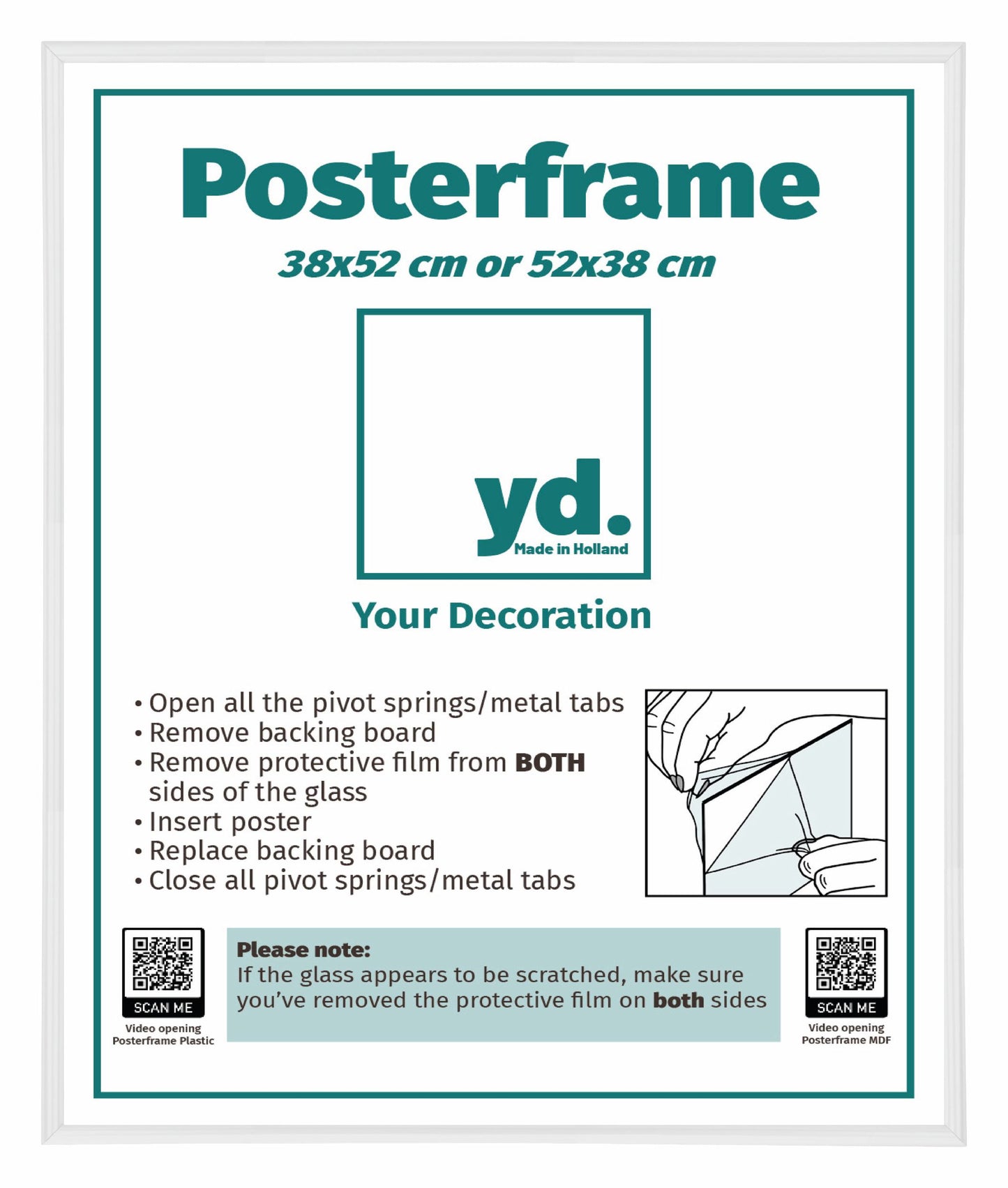 Cadre d'affiche 38x52cm Blanc Brillant Plastique Paris