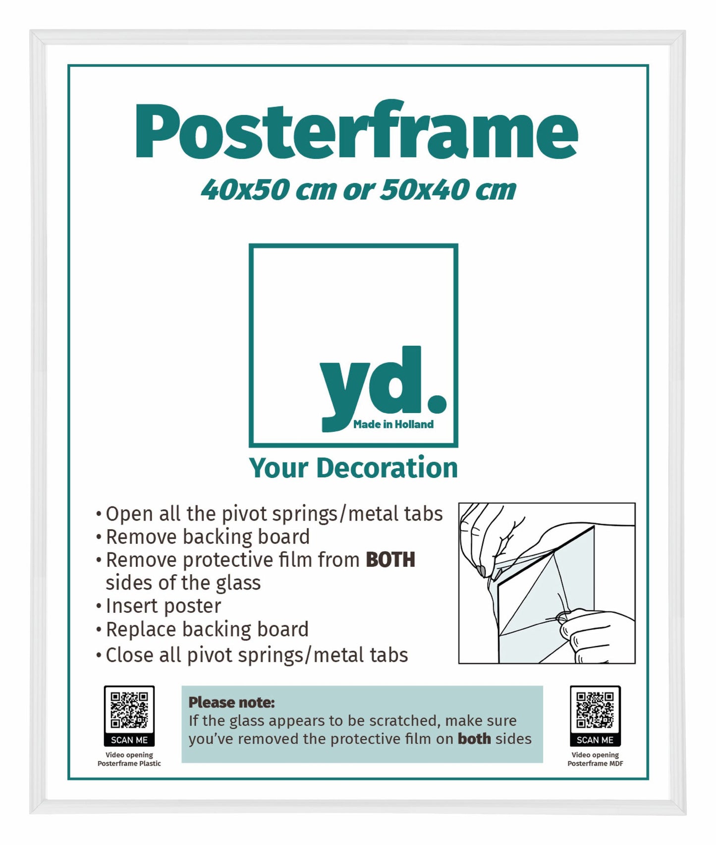 Cadre d'affiche 40x50cm Blanc Brillant Plastique Paris