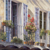 Affiche Art Christian Sommer - Balcon à Grasse Provence 98x98cm