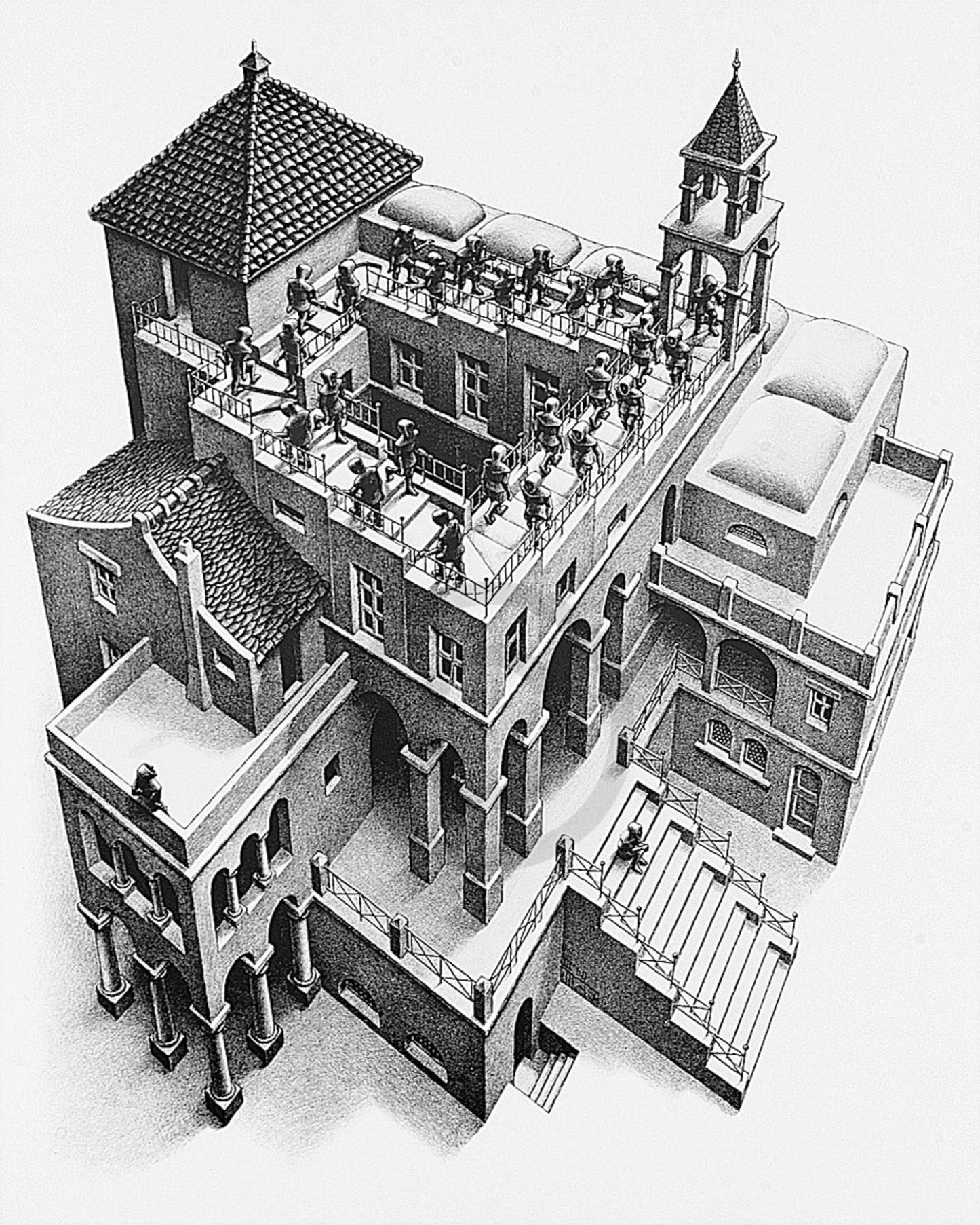 Affiche Art M. C. Escher - Treppauf und Treppab 55x65cm