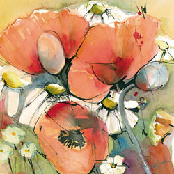 Affiche Art Marta Peuckert - Mohn und Margeriten 21x21cm