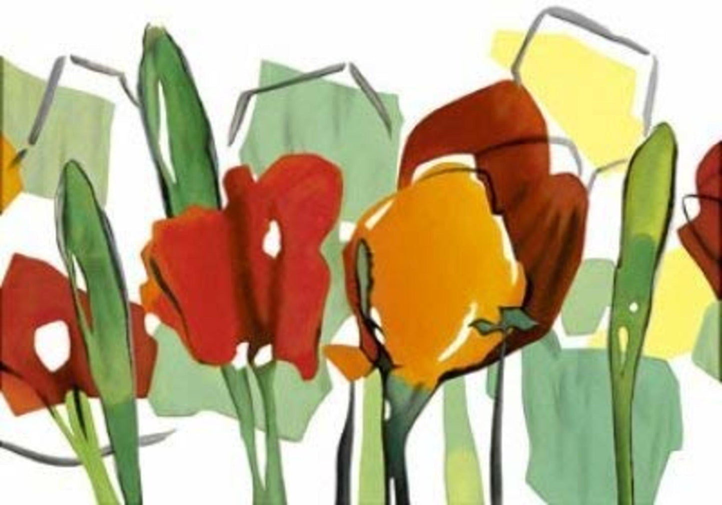 Affiche Art Walter Muth - Rote Blumen Trilogie II 100x70cm