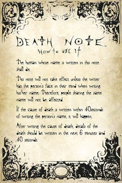 Poster Death Note Rules 61x91,5cm