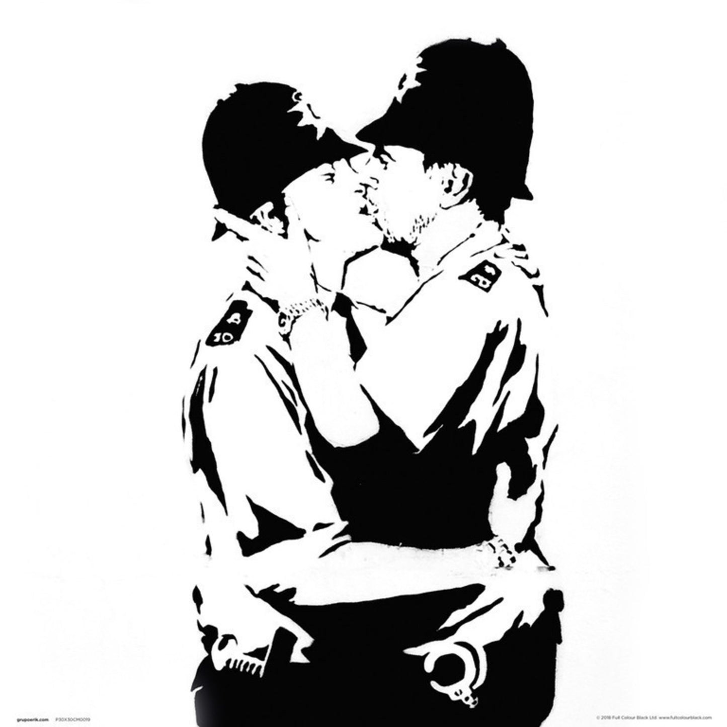 Affiche Art Brandalised Bobbies Kissing 30x30cm