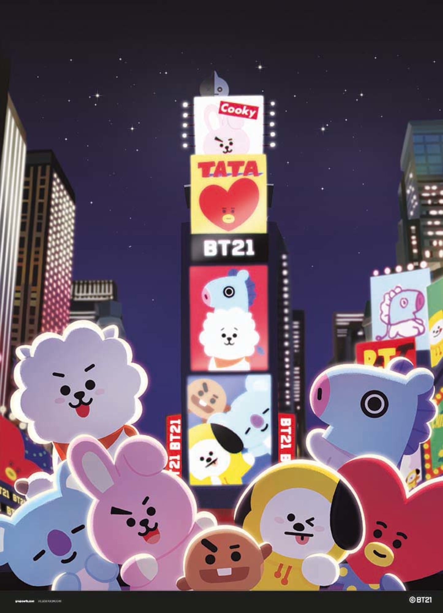 Affiche Art BT21 Time Square 30x40cm