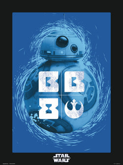 Affiche Art Star Wars Episode IX BB 8 Blue 30x40cm