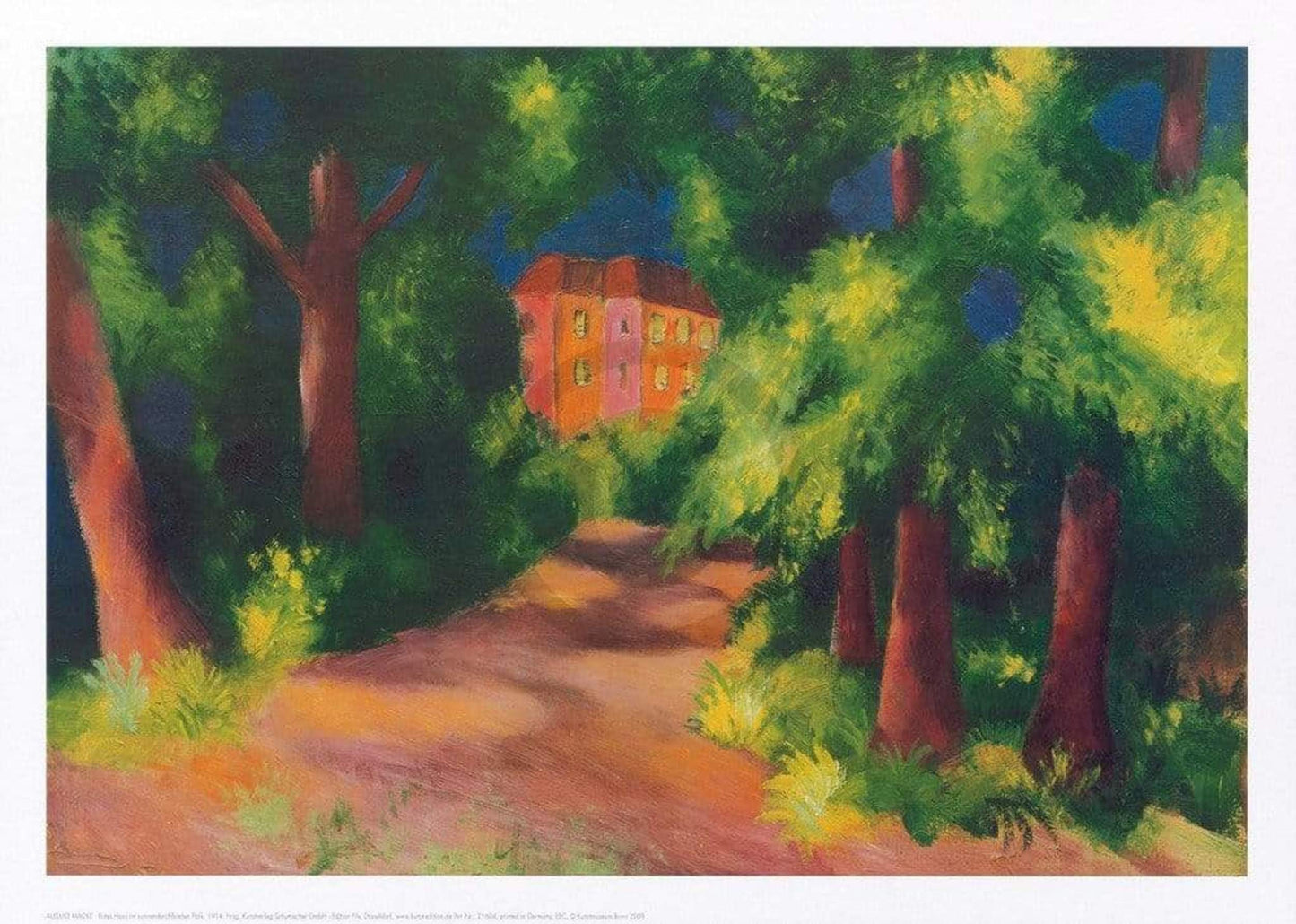 Affiche Art August Macke - Rotes Haus im Park 70x50cm