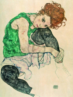Affiche Art Egon Schiele - Sitzende Frau mit hochgezogenen 60x80cm