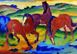 Affiche Art Franz Marc - Die roten Pferde 100x70cm