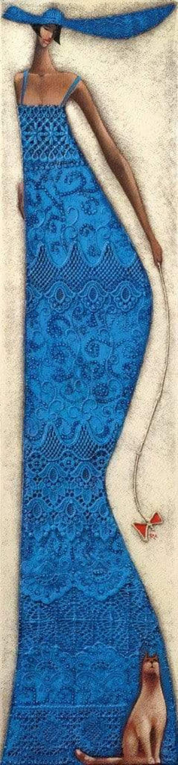 Affiche Art Ira Tsantekidou - Lady in Blue 32x128cm