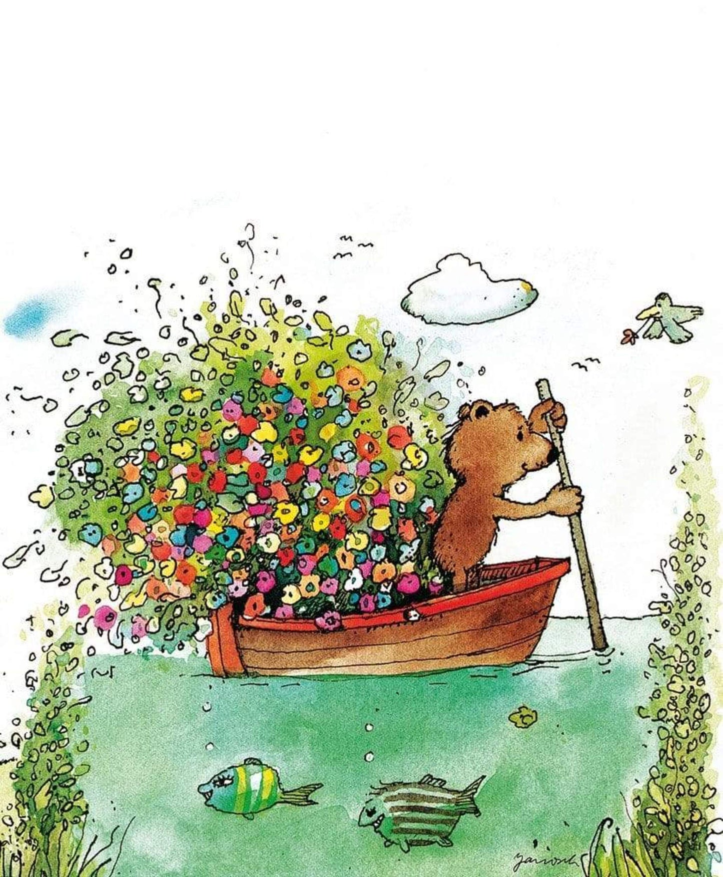 Affiche Art Janosch - Blumen-Fähre 48x58cm