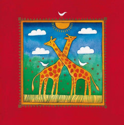 Affiche Art Linda Edwards - Two little giraffes 40x40cm