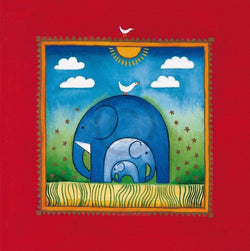 Affiche Art Linda Edwards - Three little elephants 40x40cm