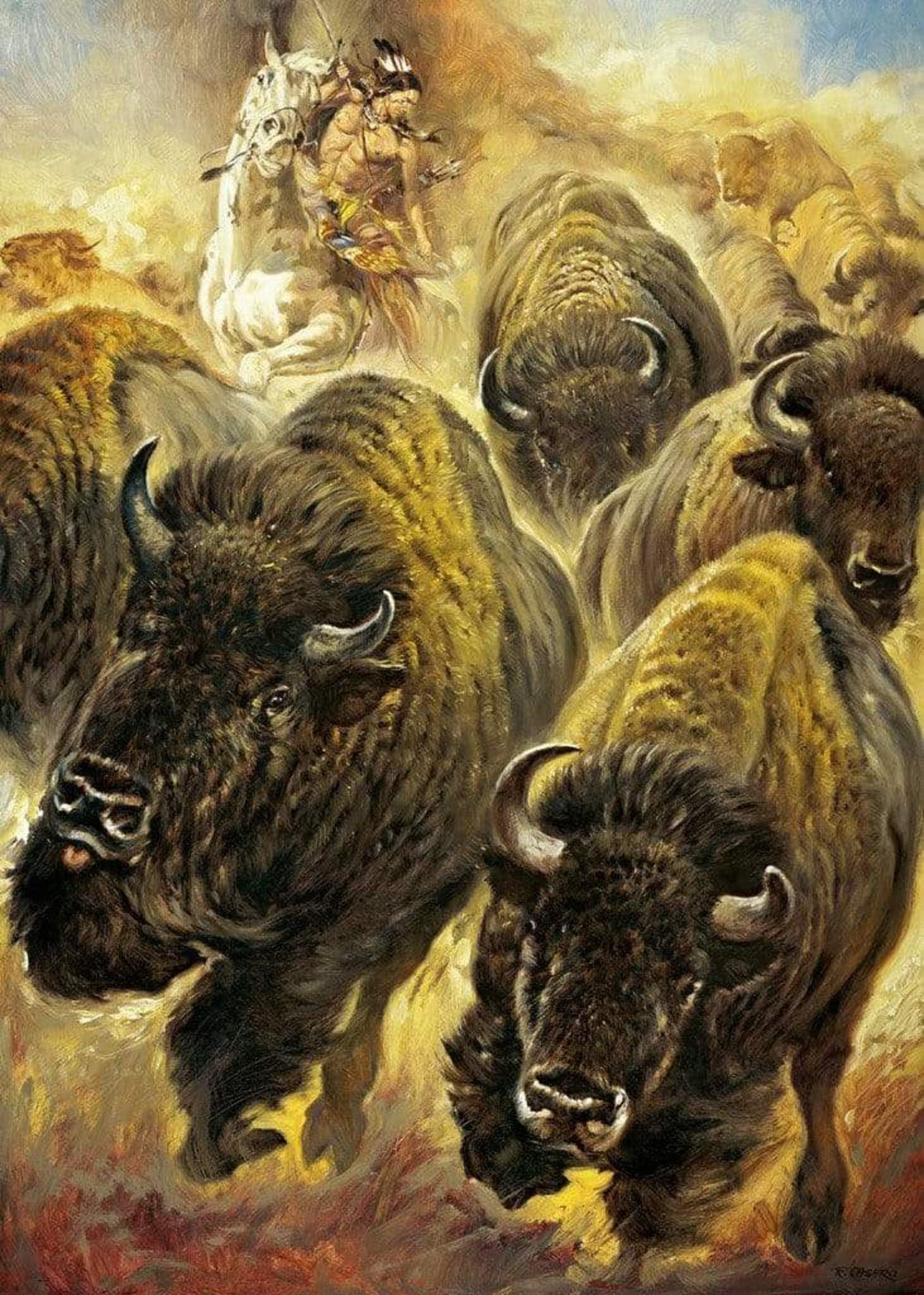 Affiche Art Renato Casaro - Büffeljagd 50x70cm