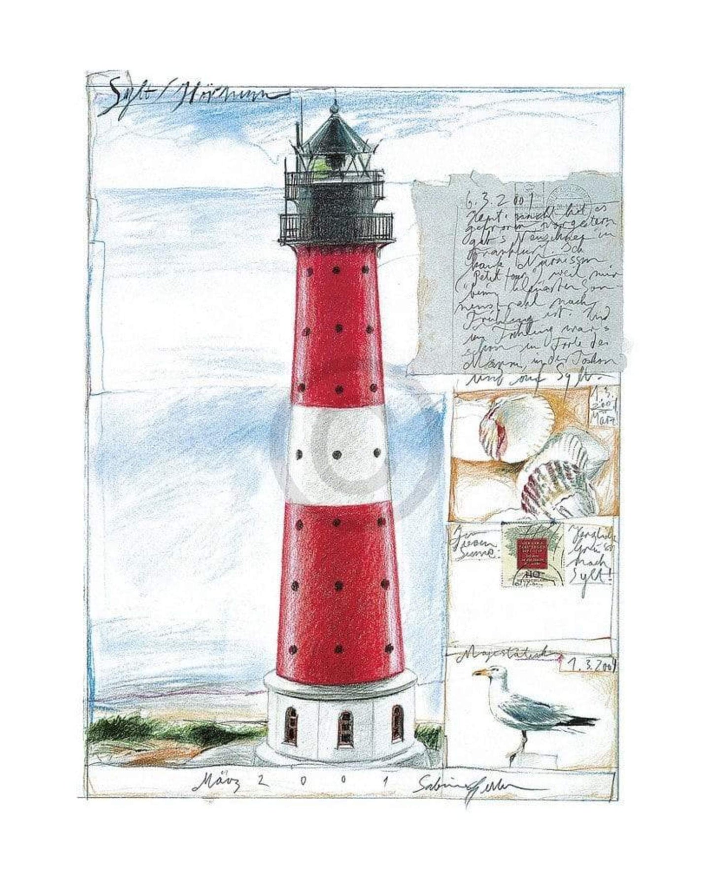 Affiche Art Sabine Gerke - Sylt / Hörnum 40x50cm