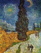Affiche Art Vincent Van Gogh - Landstrasse mit Zypresse und Stern 70x90cm