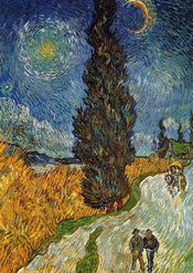 Affiche Art Vincent Van Gogh - Landstrasse mit Zypresse und Stern 21x29.7cm