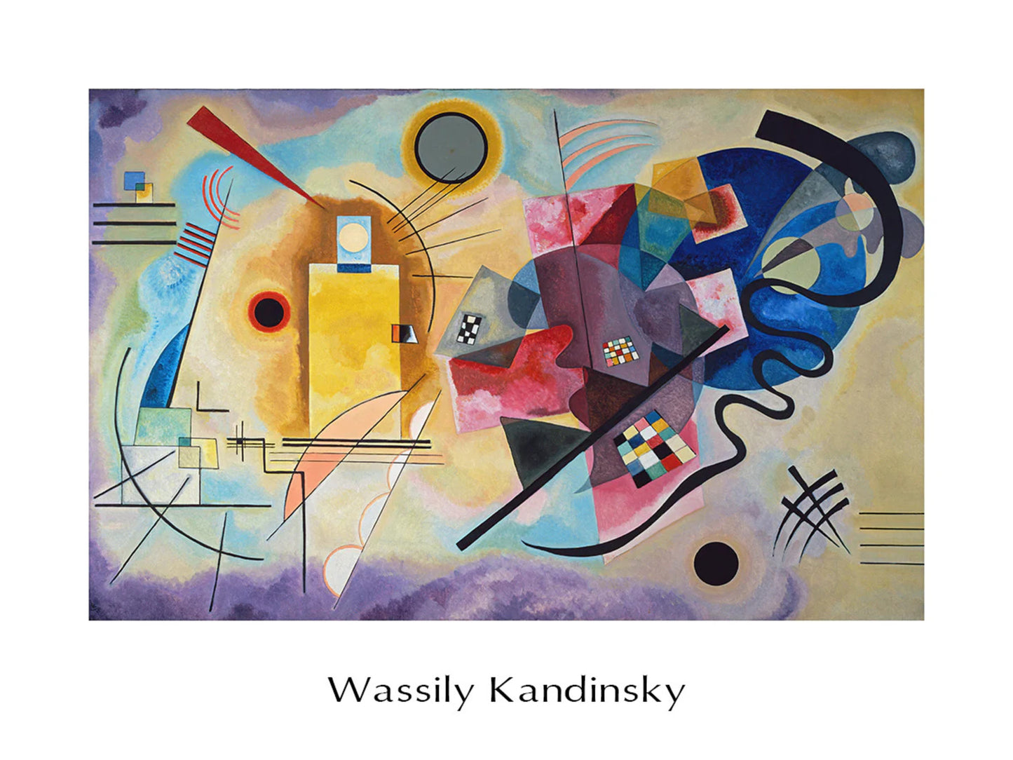 Affiche Art Wassily Kandinsky - Jaune, Rouge, Bleu 80x60cm