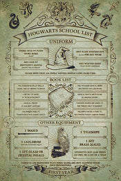 Poster Harry Potter Hogwarts School List 61x91,5cm
