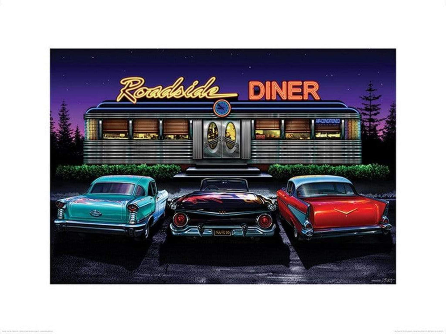 Affiche Art Roadside Diner Helen Flint 80x60cm