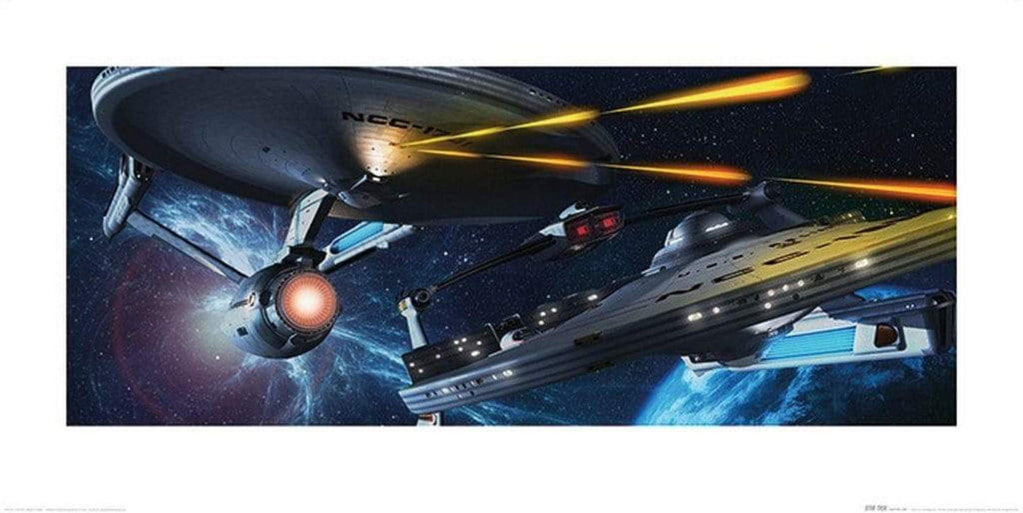 Affiche Art Star Trek Enterprise vs Reliant 100x50cm