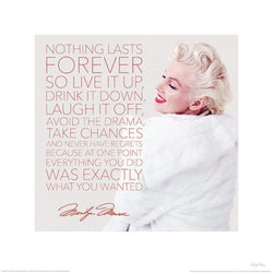 Affiche Art Marilyn Monroe Nothing Lasts Forever 40x40cm