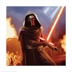 Affiche Art Star Wars Episode VII Kylo Ren Fire 40x40cm