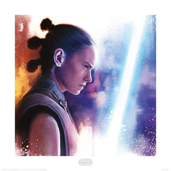 Affiche Art Star Wars The Last Jedi Rey Lightsaber Paint 40x40cm