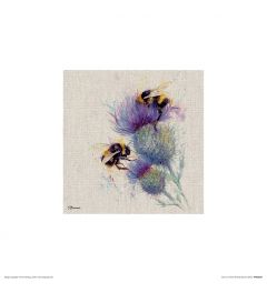 Bijen op distel Art Print Jane Bannon 30x30cm